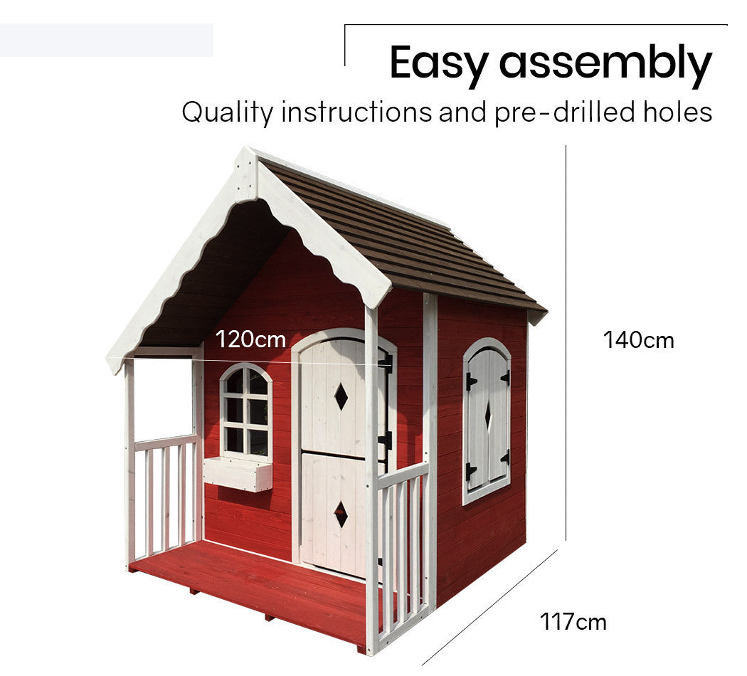 ROVO KIDS Cubby House Wooden Cottage Outdoor Furniture Playhouse Children Toy