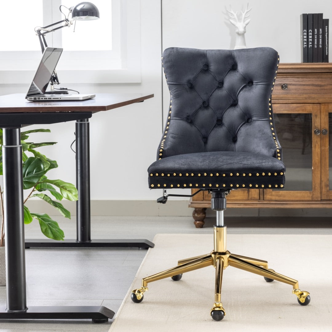 Velvet Home Office Chair- Black