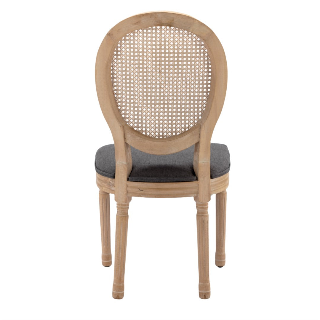 AADEN 2x Rattan Dining Chairs with Solid Wood Legs- Grey