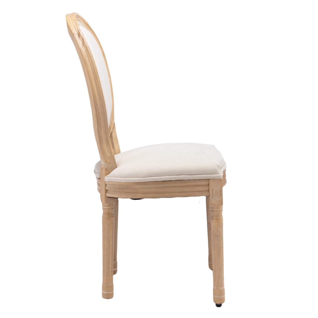 AADEN 2x Linen Dining Chairs with Solid Wood Legs- Beige