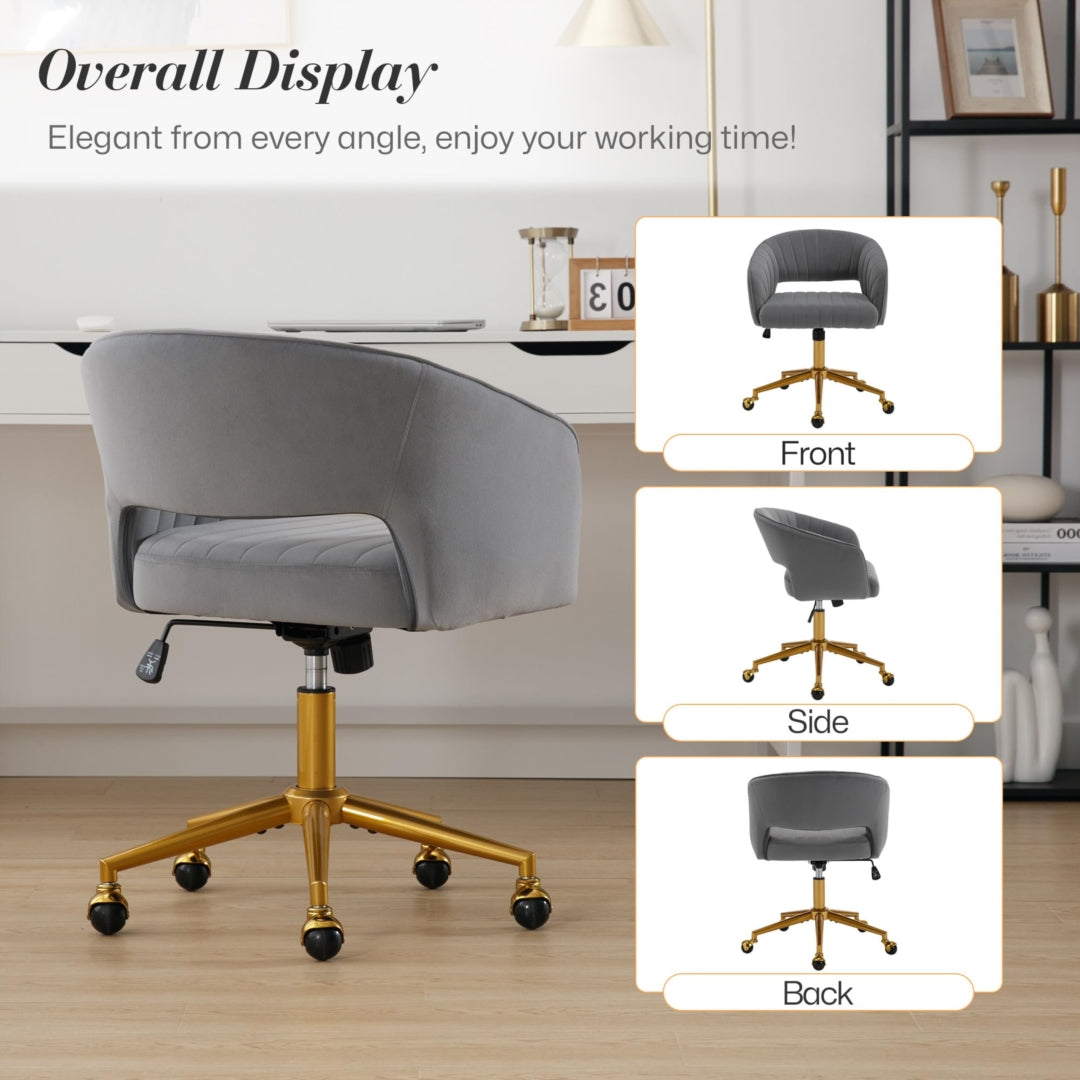 Velvet Home Office Chair- Grey