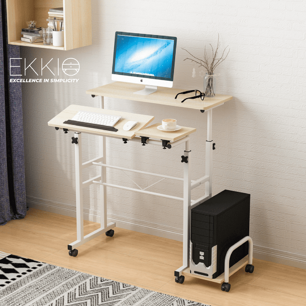 Ekkio Mobile Desk Detachable Sideboard British Maple