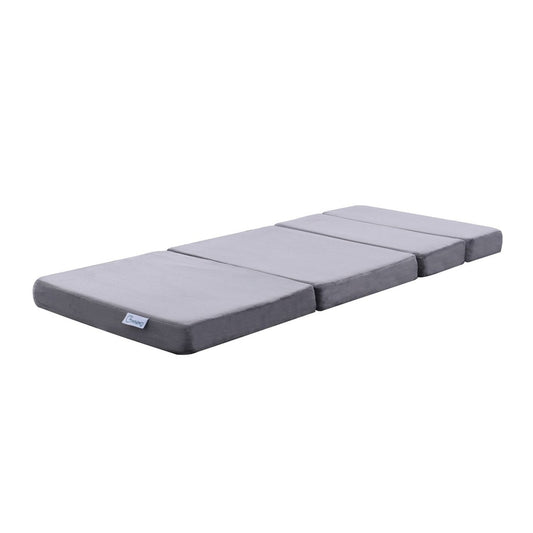 GOMINIMO 4 Fold Memory Foam Folding Mattress Dark Grey Velvet