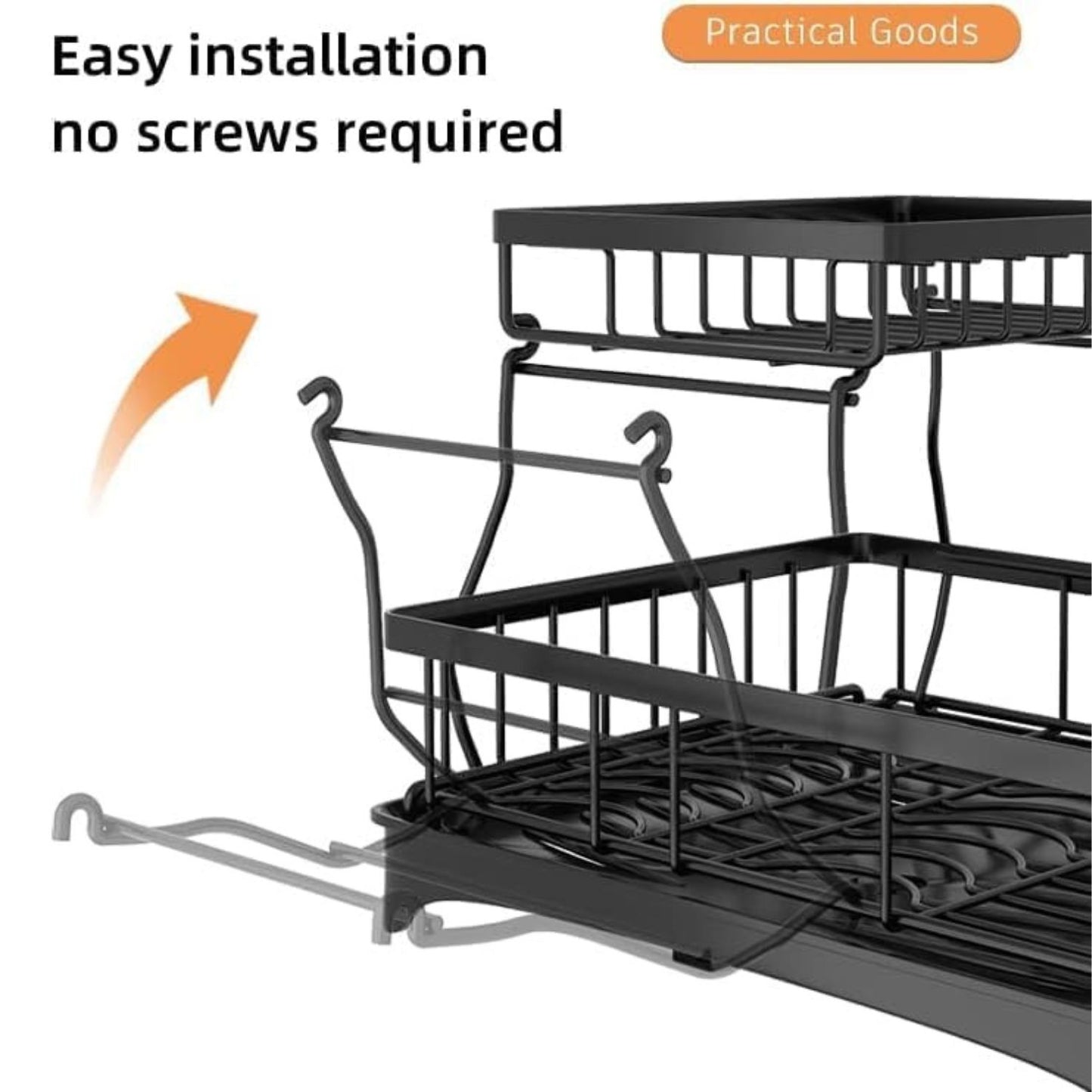 Gominimo 2 Tier Dish Drying Rack with Drain Board and Drip Tray Kitchen Counter