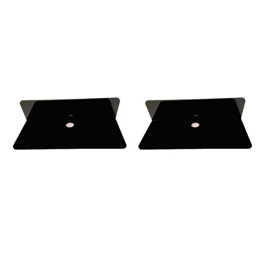 GOMINIMO Acrylic Floating Wall Shelves Set of 2 with Cable Clips (Black)