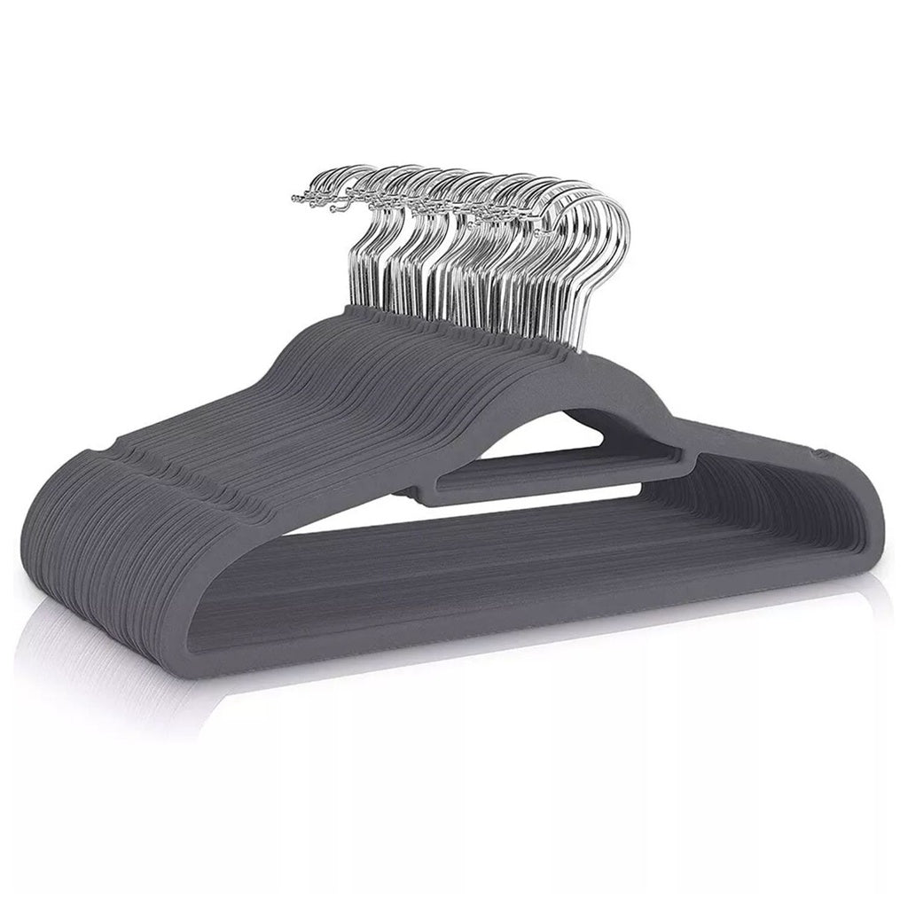 GOMINIMO 30 Pack of Non-Slip Velvet Suit Hangers with Tie Organisers