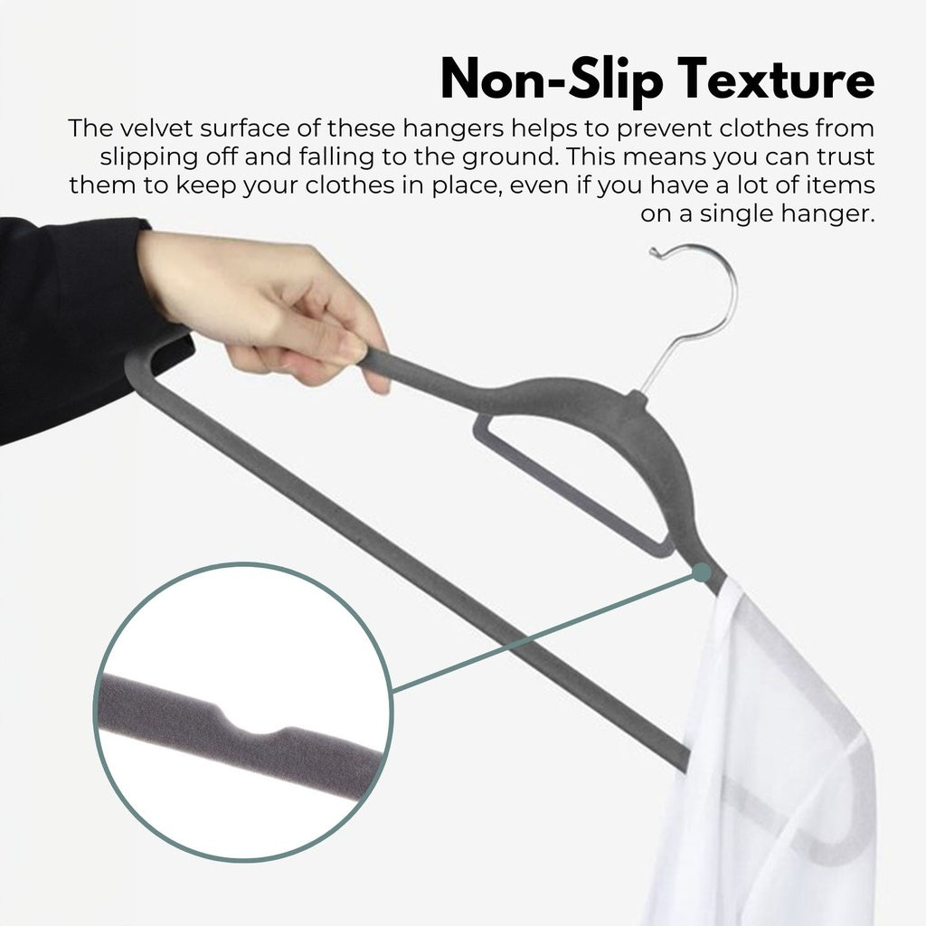 GOMINIMO 30 Pack of Non-Slip Velvet Suit Hangers with Tie Organisers