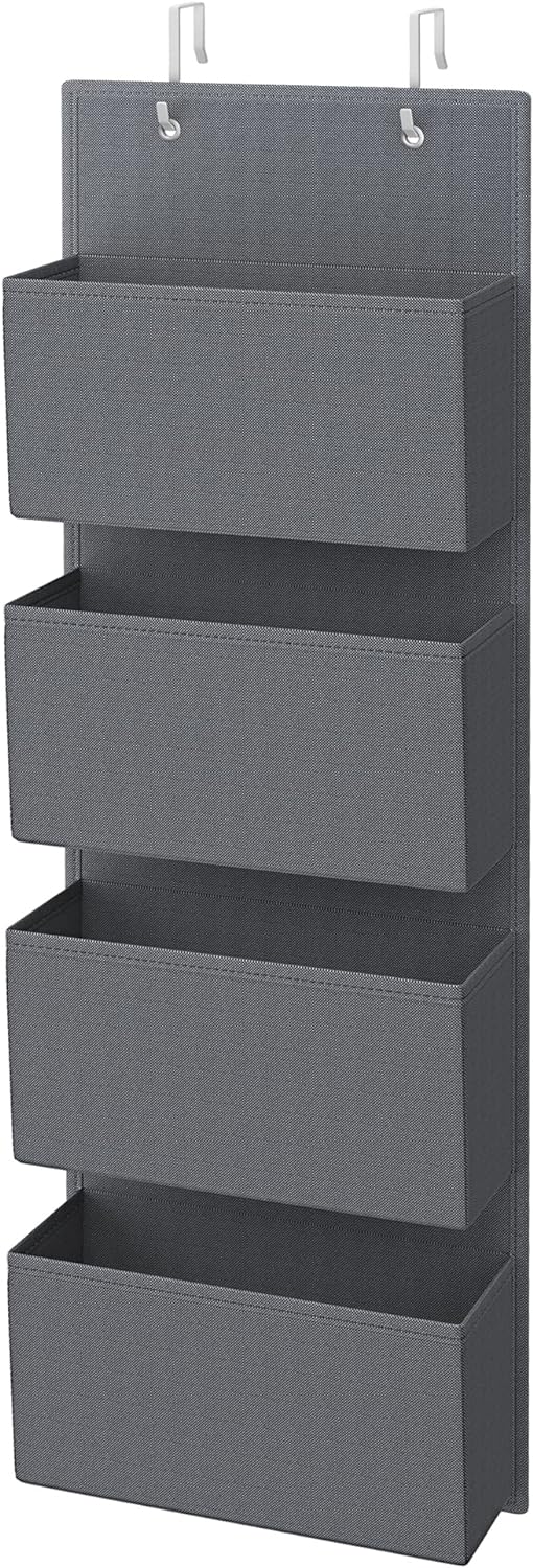 SONGMICS Hanging Closet Organizers and Storage with 4 Compartments Gray