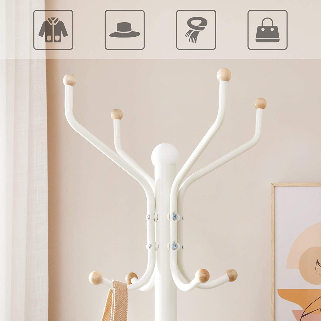 SONGMICS Metal Coat Rack 182 cm Tall Hall Tree White