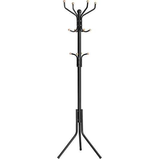 SONGMICS Metal Coat Rack 182 cm Tall Hall Tree Black