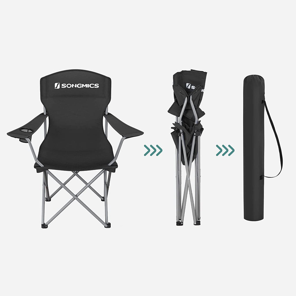 SONGMICS Set of 2 Folding Camping Outdoor Chairs Black