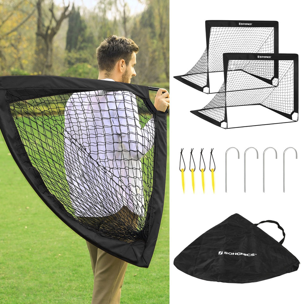 SONGMICS Set of 2 Portable Soccer Net 120cm Black