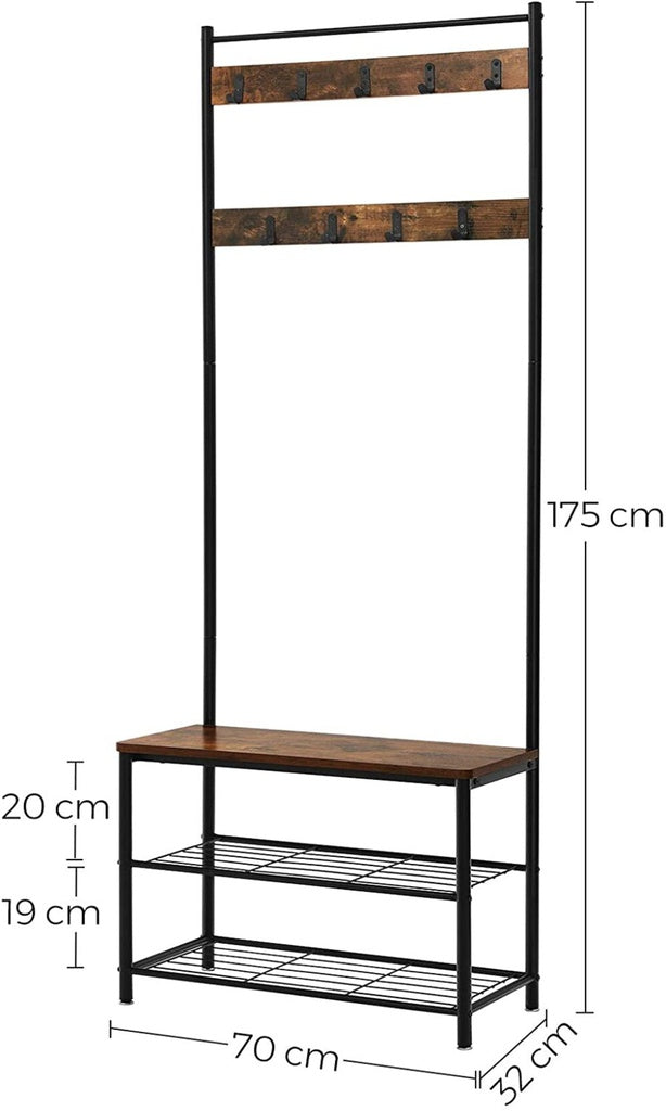 VASAGLE Coat Rack Stand Height 175 cm Rustic Brown