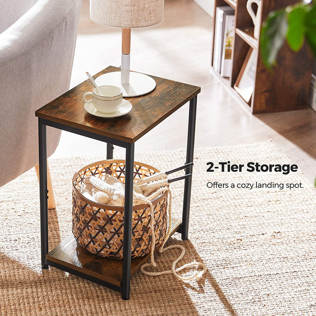 VASAGLE Side Table Vintage Brown with Storage Shelf