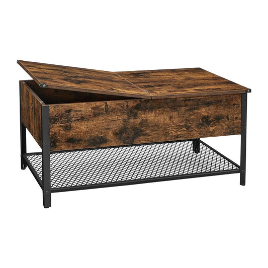 VASAGLE Coffee Table With Folding Top Rustic Brown Black