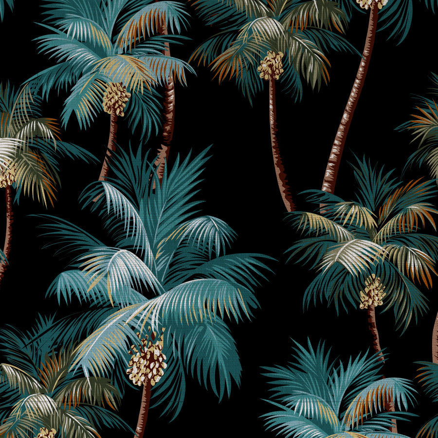 Cushion Cover-Coastal Fringe Black-Palm Trees Black-60cm x 60cm