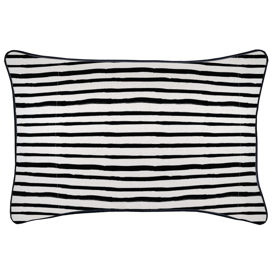 Cushion Cover-With Black Piping-Paint Stripes-35cm x 50cm