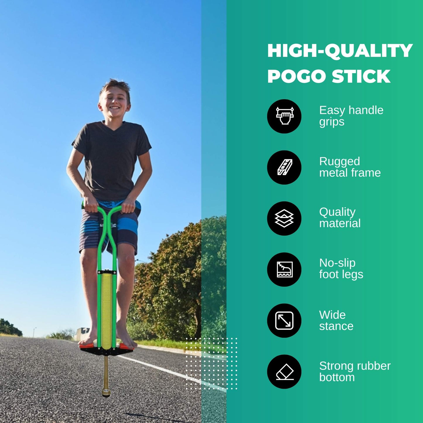 Green Pogo Stick Kids - Childrens Jumping Jackhammer Exercise Hopper Toy