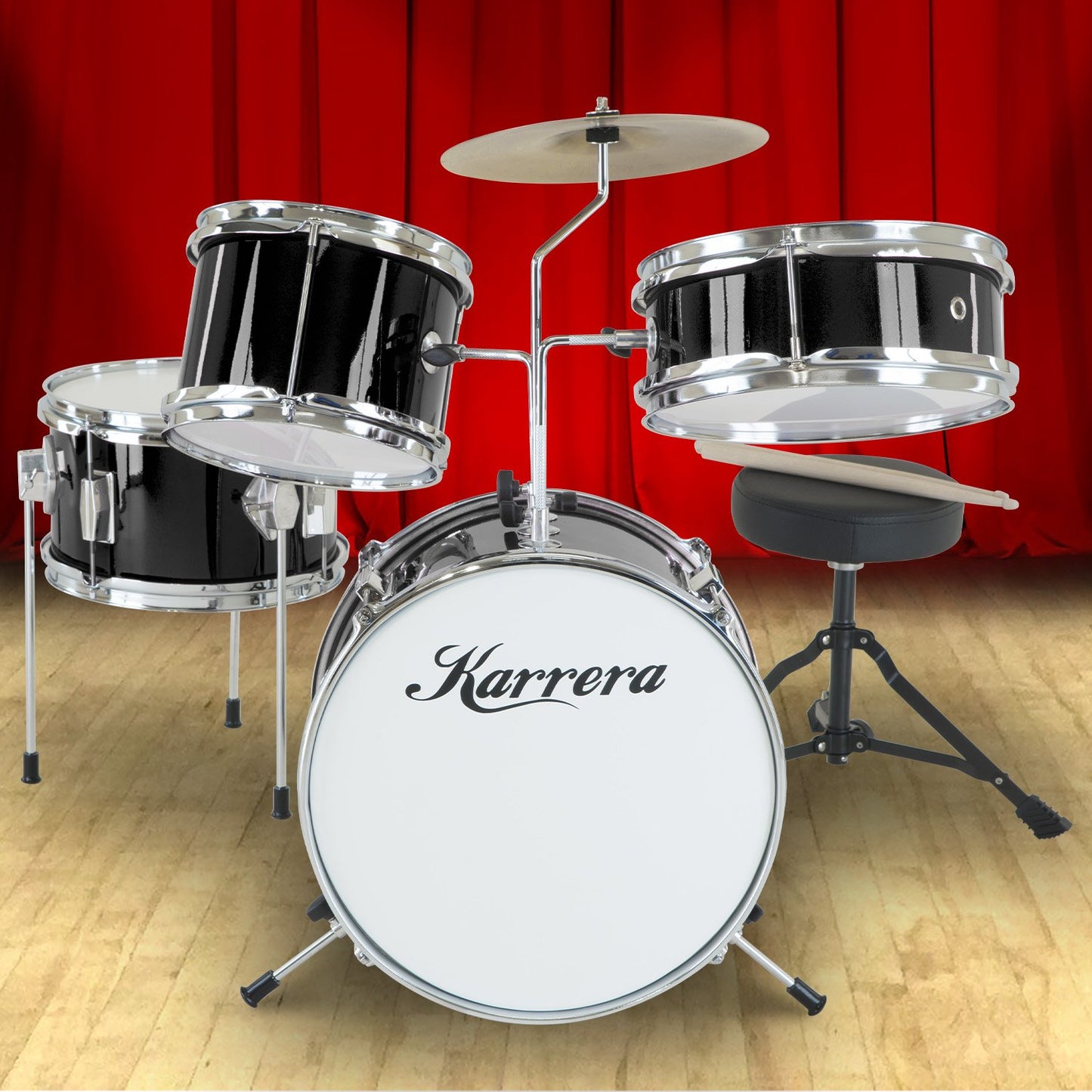 Karrera Children's 4pc Drum Kit - Black