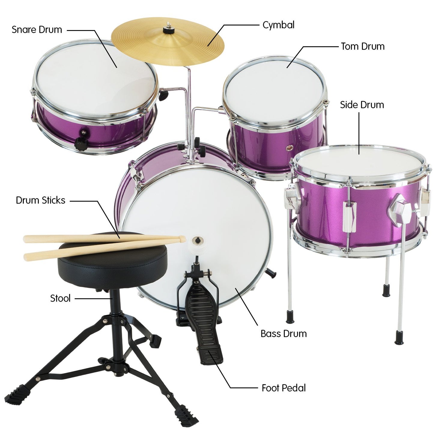 Karrera Childrens 4pc Drum Kit - Purple