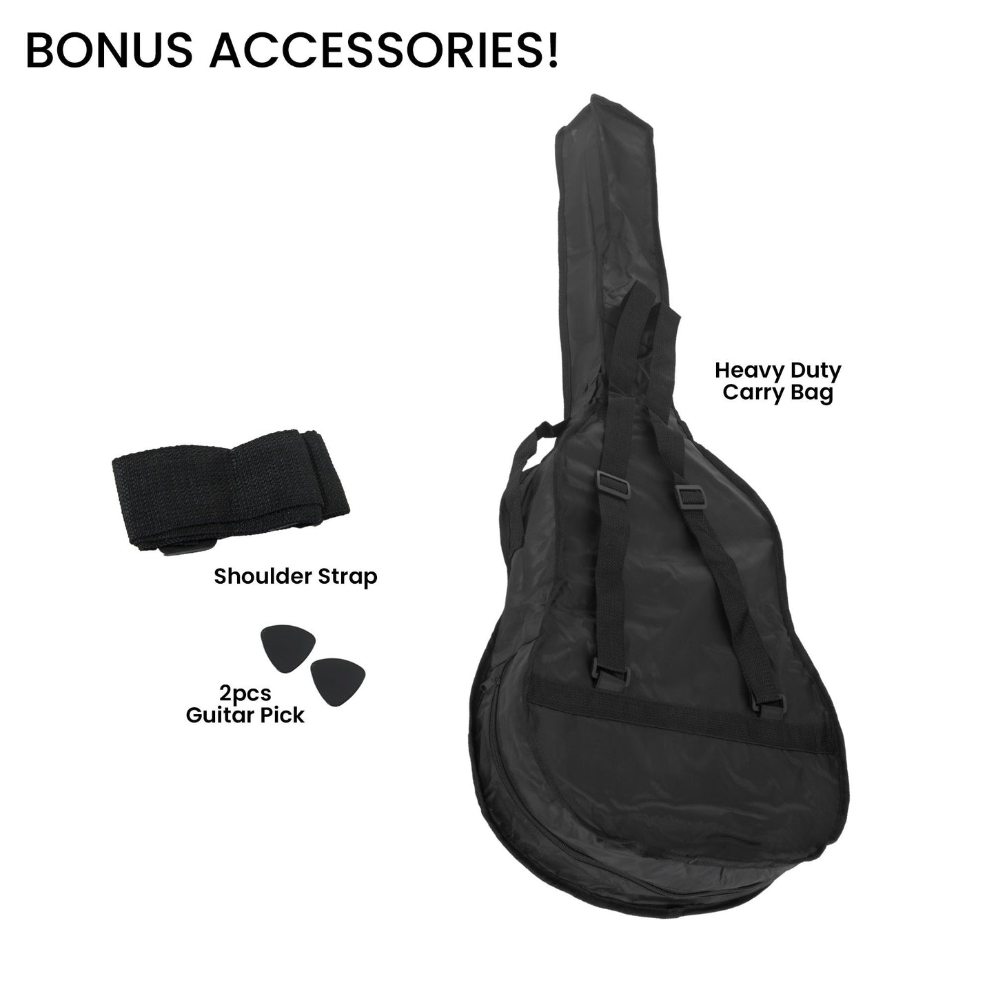 Karrera 38in Cutaway Acoustic Guitar with guitar bag - Black