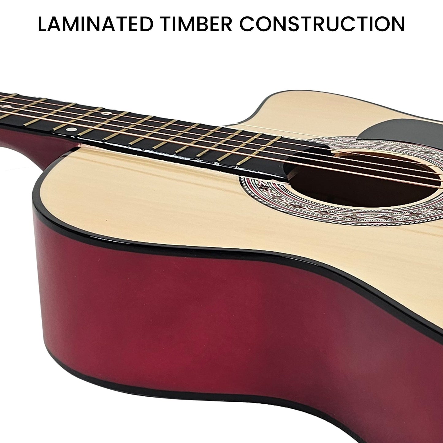 Karrera 38in Cutaway Acoustic Guitar with guitar bag - Natural