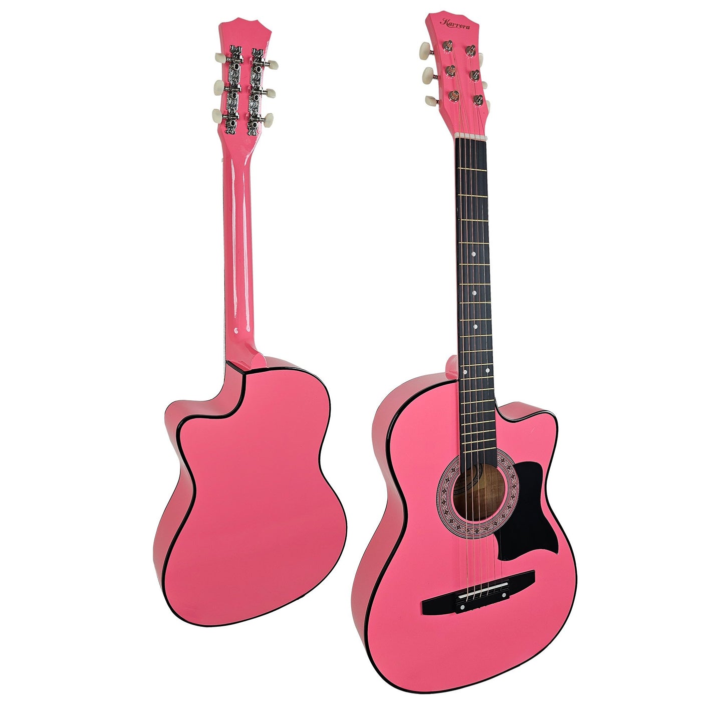 Karrera 38in Cutaway Acoustic Guitar with guitar bag - Pink