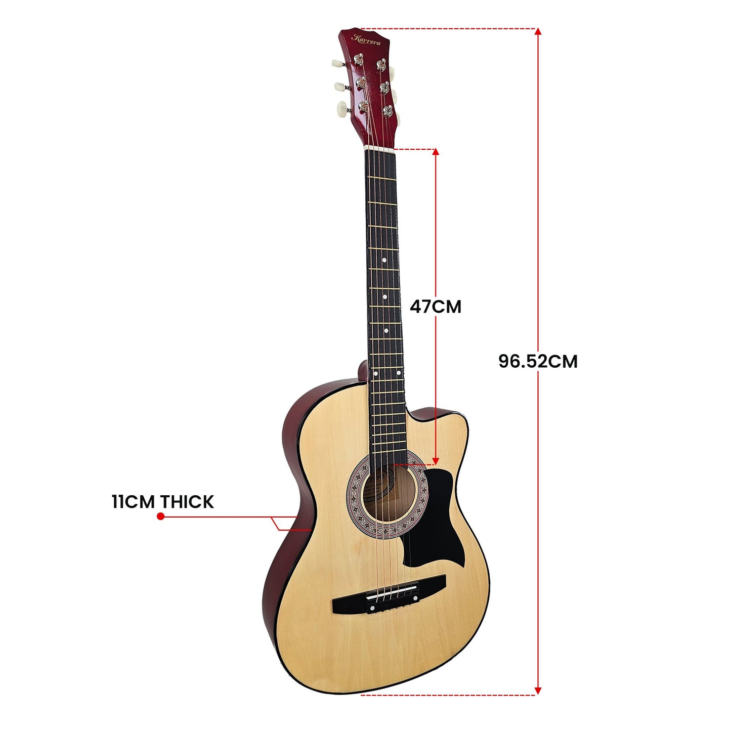 Karrera 38in Pro Cutaway Acoustic Guitar with guitar bag - Natural