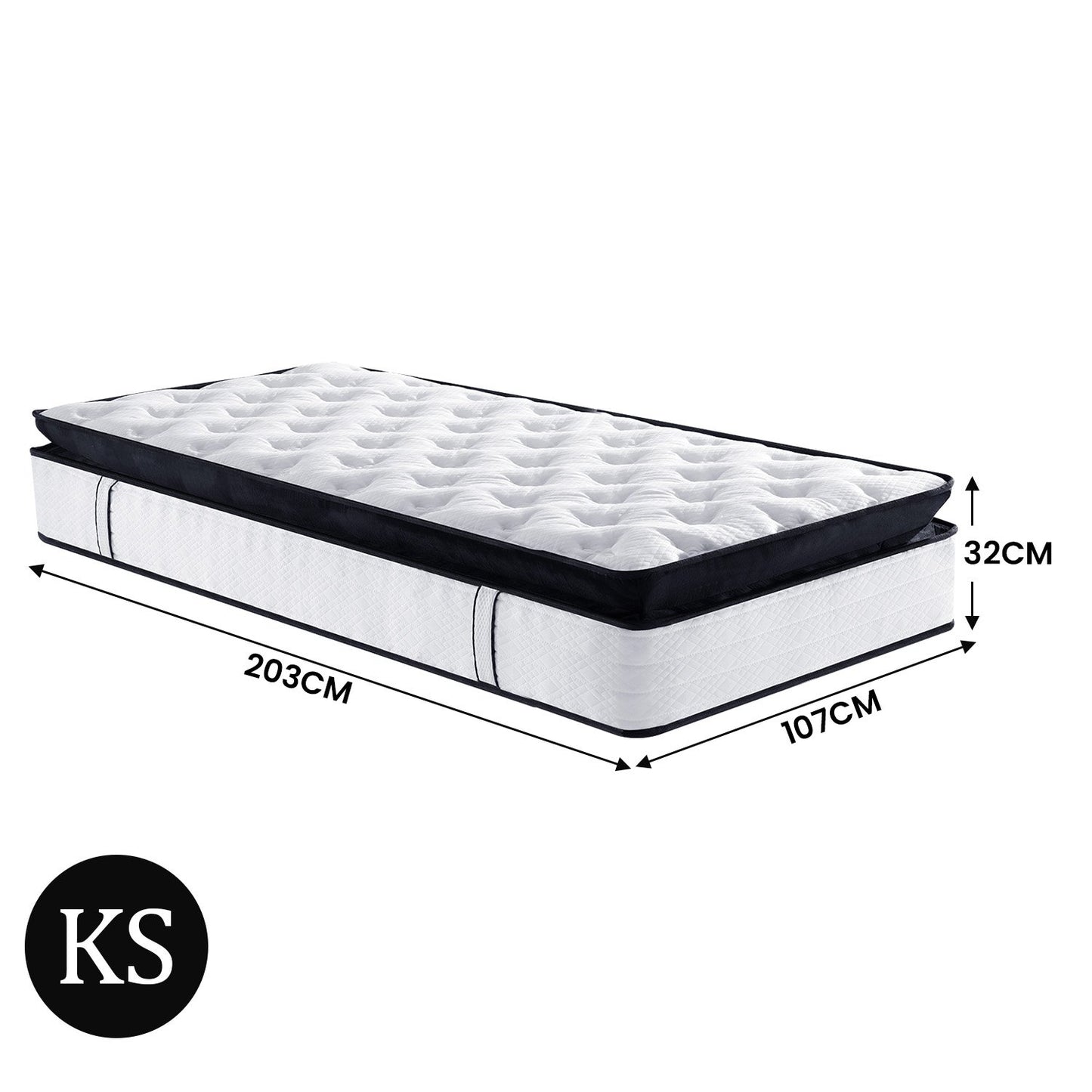 Laura Hill King Single Mattress Bed Size Euro Top 5 Zone Spring Foam 32cm