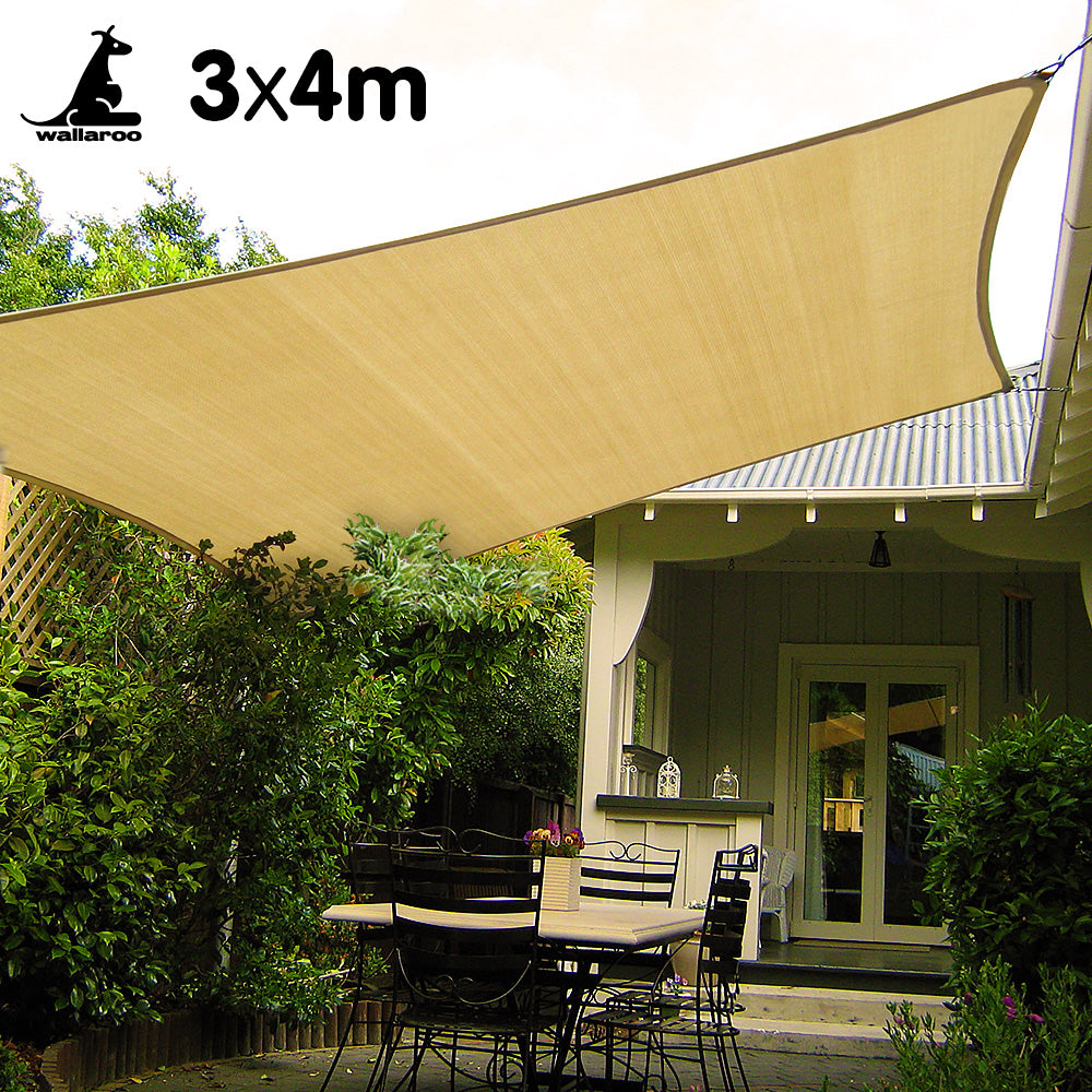 Wallaroo Rectangular Shade Sail Sand: 3m x 4m