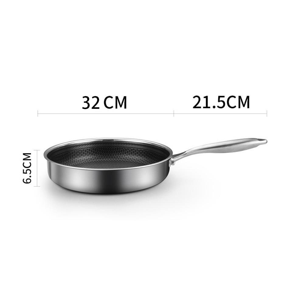 316 Stainless Steel Frying Pan Non-Stick Cooking Frypan Cookware 32cm Honeycomb Single Sided without lid