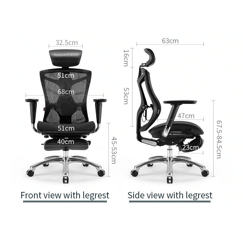 Sihoo Ergonomic Office Chair V1 4D Adjustable High-Back Breathable With Footrest And Lumbar Support Black