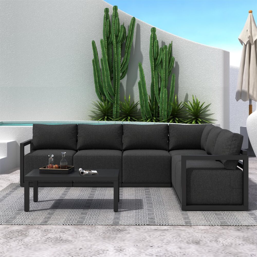 Alfresco Contemporary All-Weather Lounge Set – Charcoal Grey