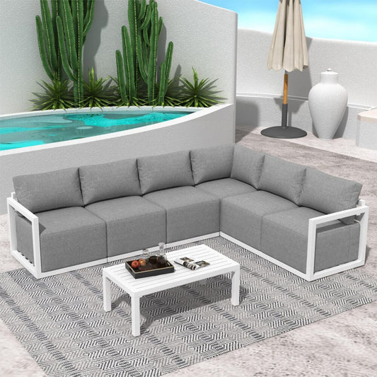 Alfresco Contemporary All-Weather Lounge Set – White