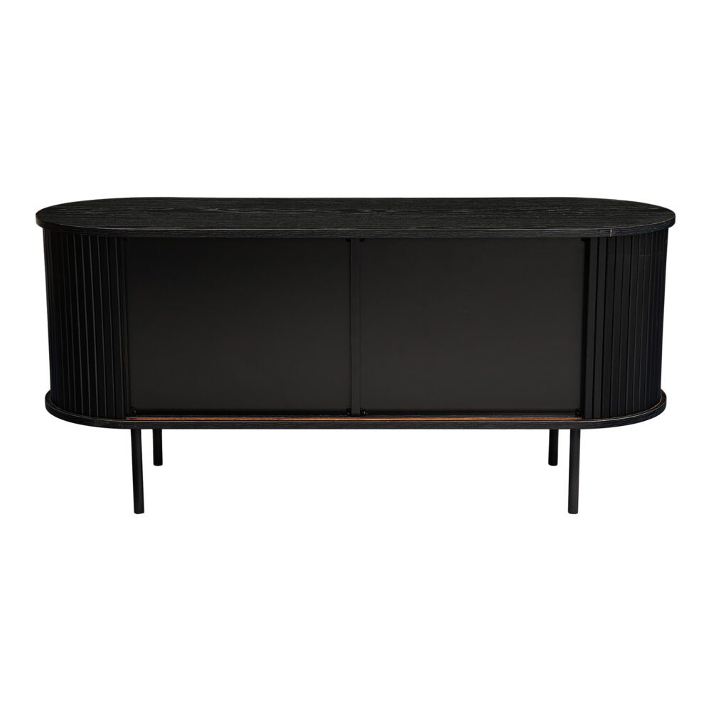 Ribbed Black Sideboard with Sliding Doors