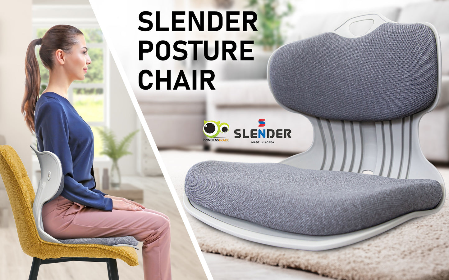 4X Slender Chair Posture Correction Seat Floor Lounge Padded Stackable GREY