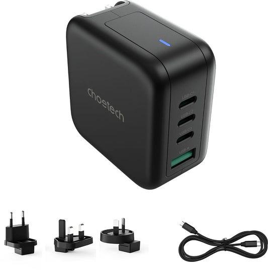 CHOETECH PD6055 GAN USB-C + USB-A 70w Travel Charger (US/EU/UK/AU)