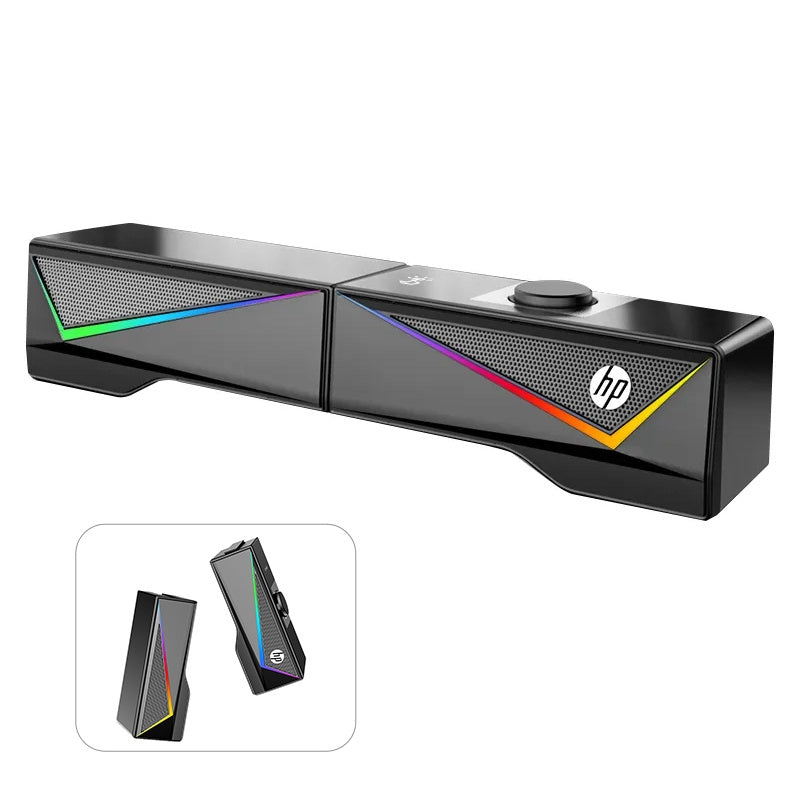 HP DHE-6005 Wired RGB Gaming Surround Soundbar Stereo Speaker