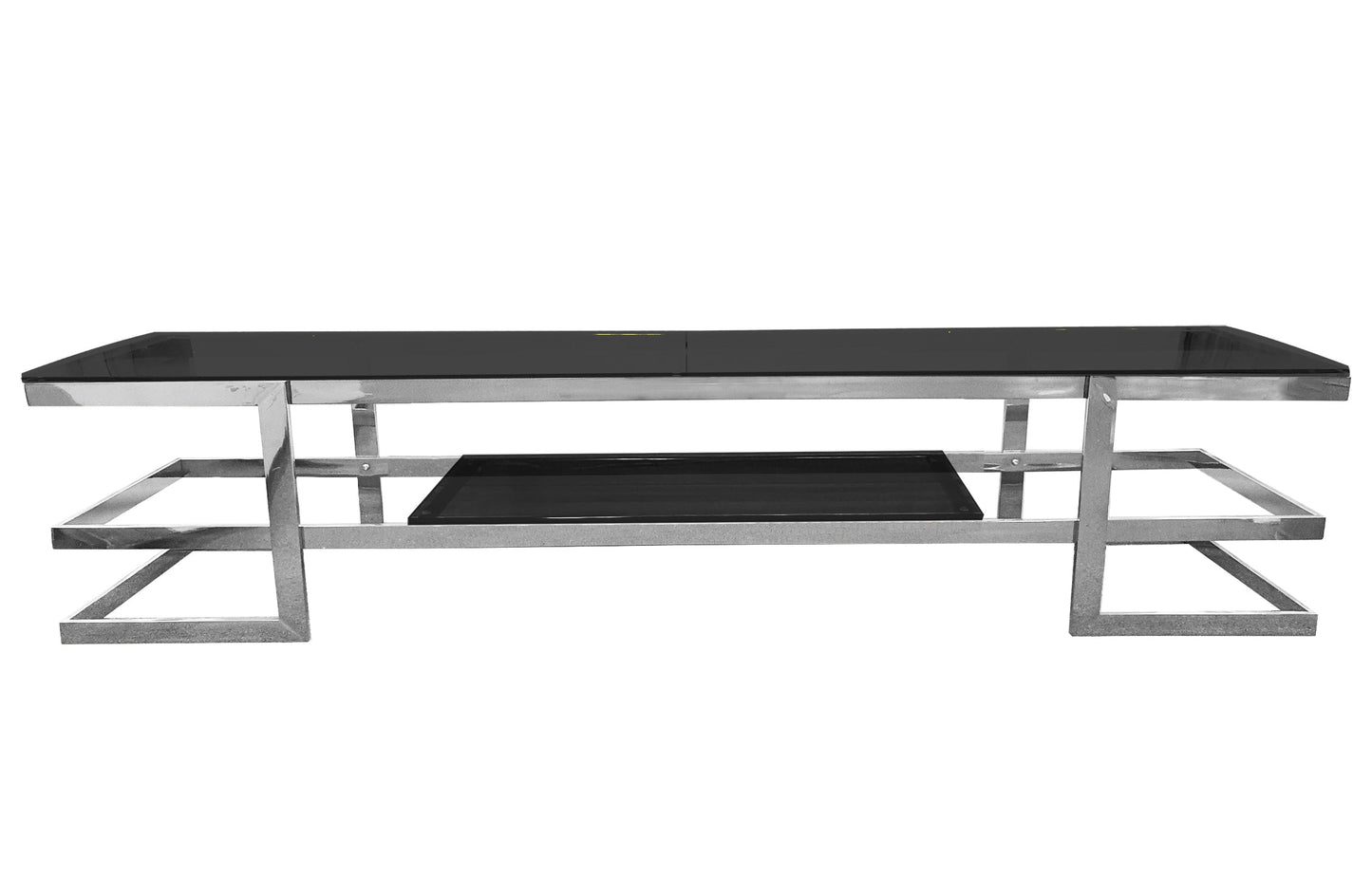 Alexa Silver TV Unit - Black Glass