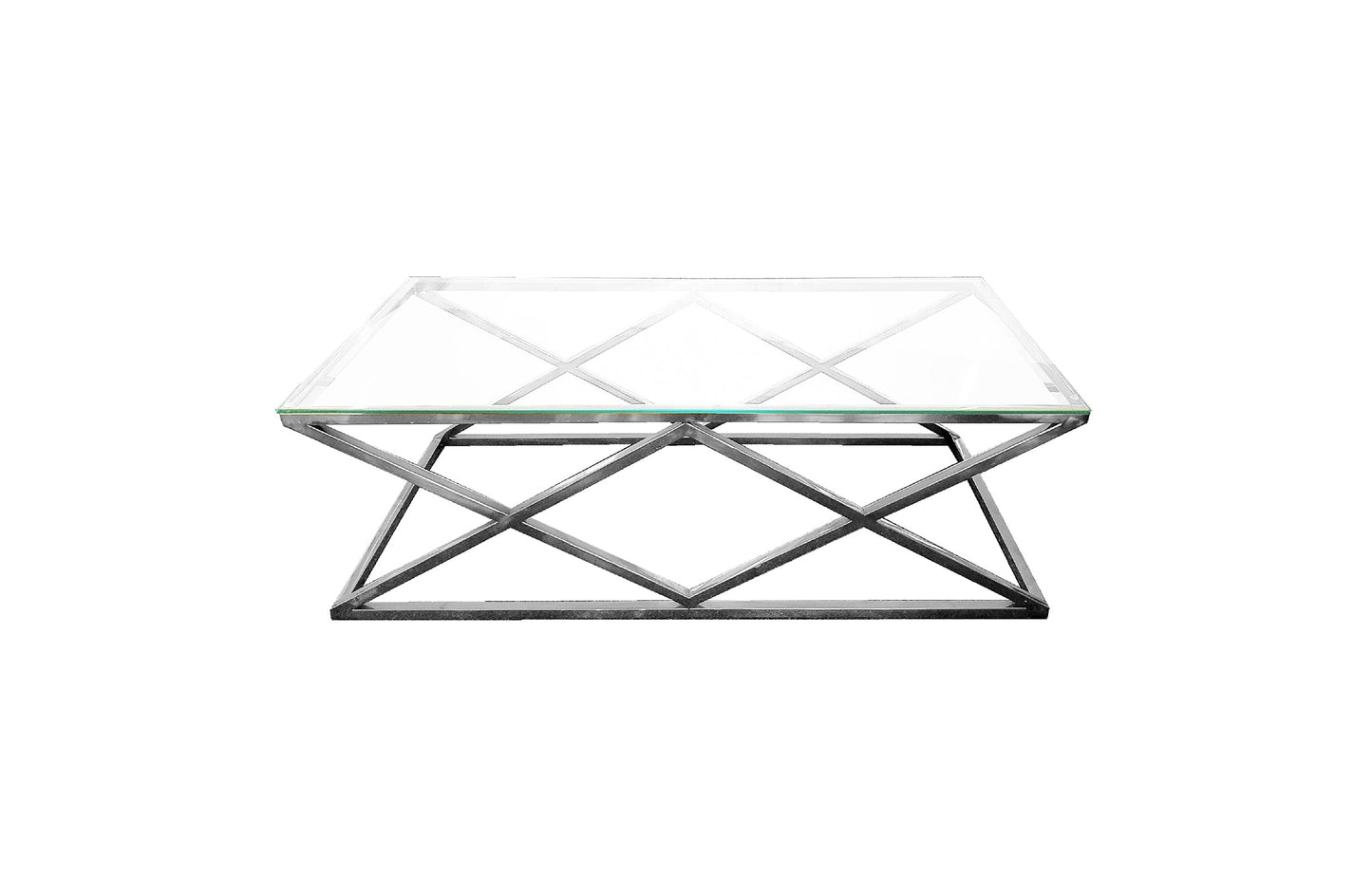 Alsea Coffee Table Silver Base - Clear Glass