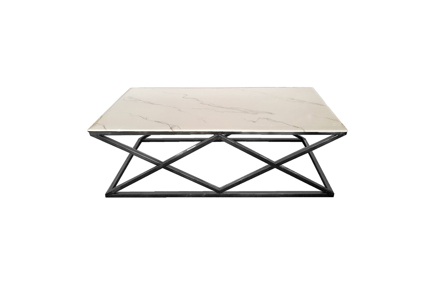 Alsea Coffee Table Black Base - White Marble