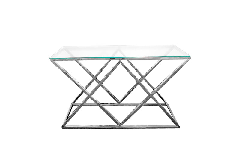 Alsea Console Table Silver Base - Clear Glass