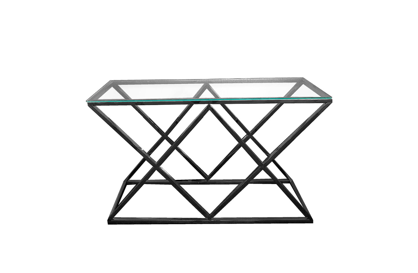 Alsea Console Table Black Base - Clear Glass