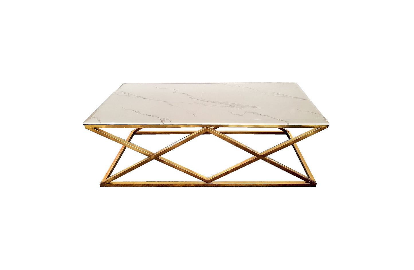 Alsea Coffee Table Gold Base - White Marble