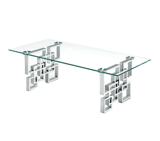 Royale Silver Coffee Table - Clear Glass