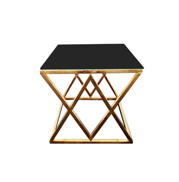 Alsea Side Table Gold Base - Black Glass