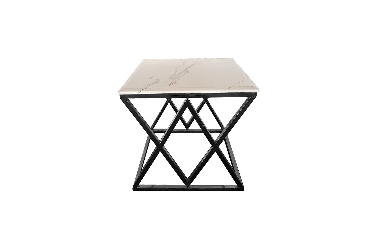 Alsea Side Table Black Base - White Marble