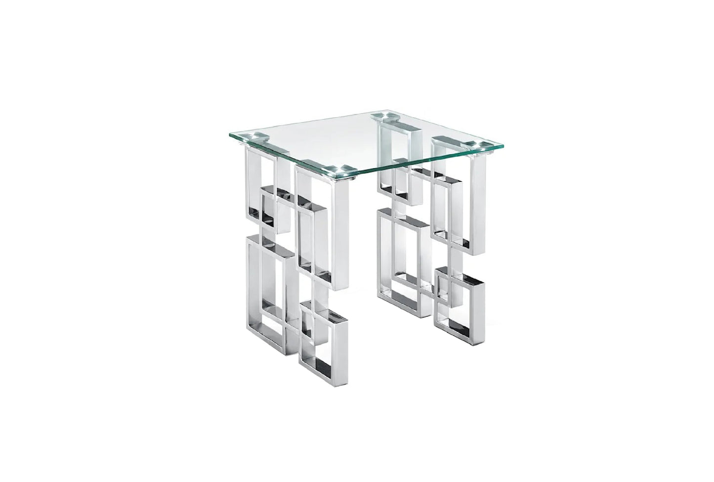 Royale Silver Side Table -Clear Glass