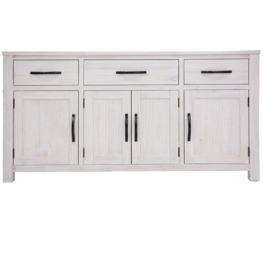 Foxglove Buffet Table 158cm 4 Door 3 Drawer Solid Mt Ash Timber Wood - White