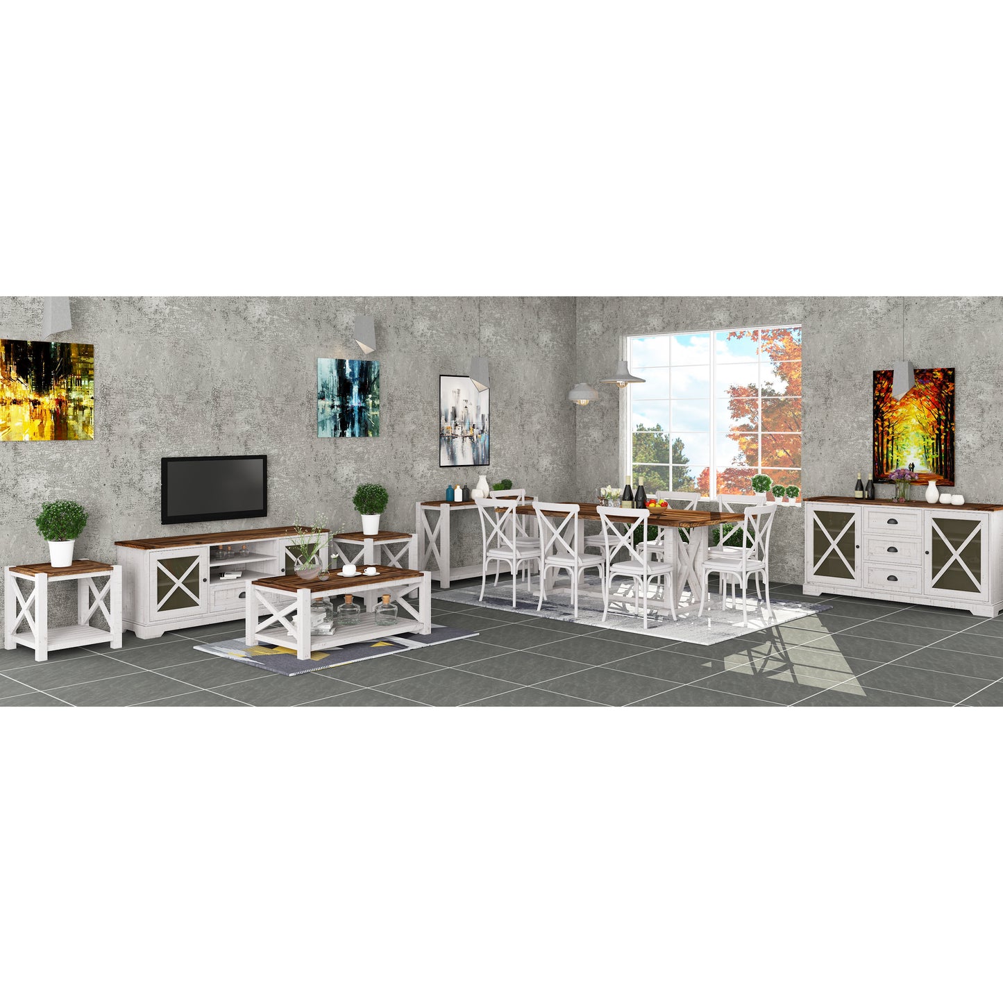 Erica ETU Entertainment TV Unit 160cm Solid Acacia Wood Hampton Brown White